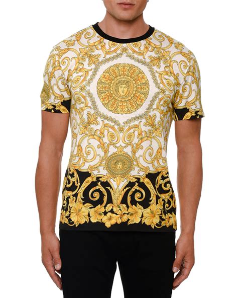 versace printed cotton-jersey t-shirt|Versace graphic t shirts.